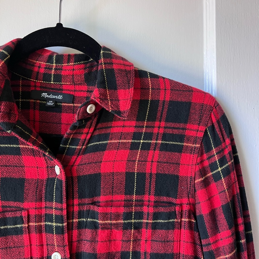 Madewell Red Plaid Flannel Shirt